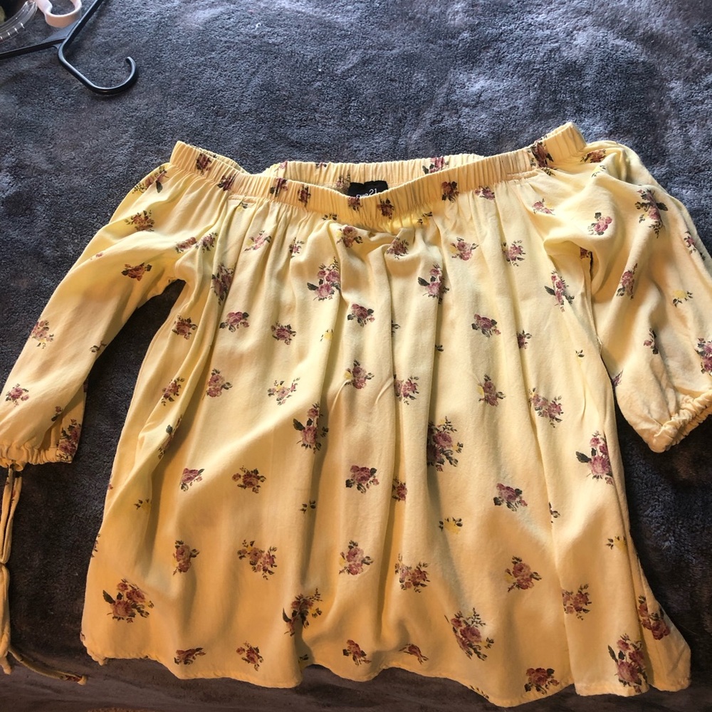 Yellow off the shoulder shirt